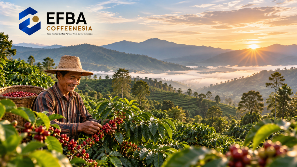 Gayo coffee origin in the highlands of Aceh Indonesia